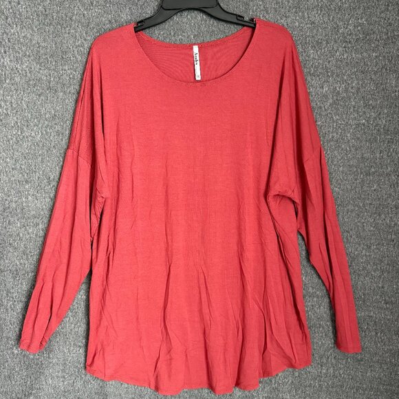 Azules Women Top Rayon Coral Longsleeves Size XL - Picture 1 of 8